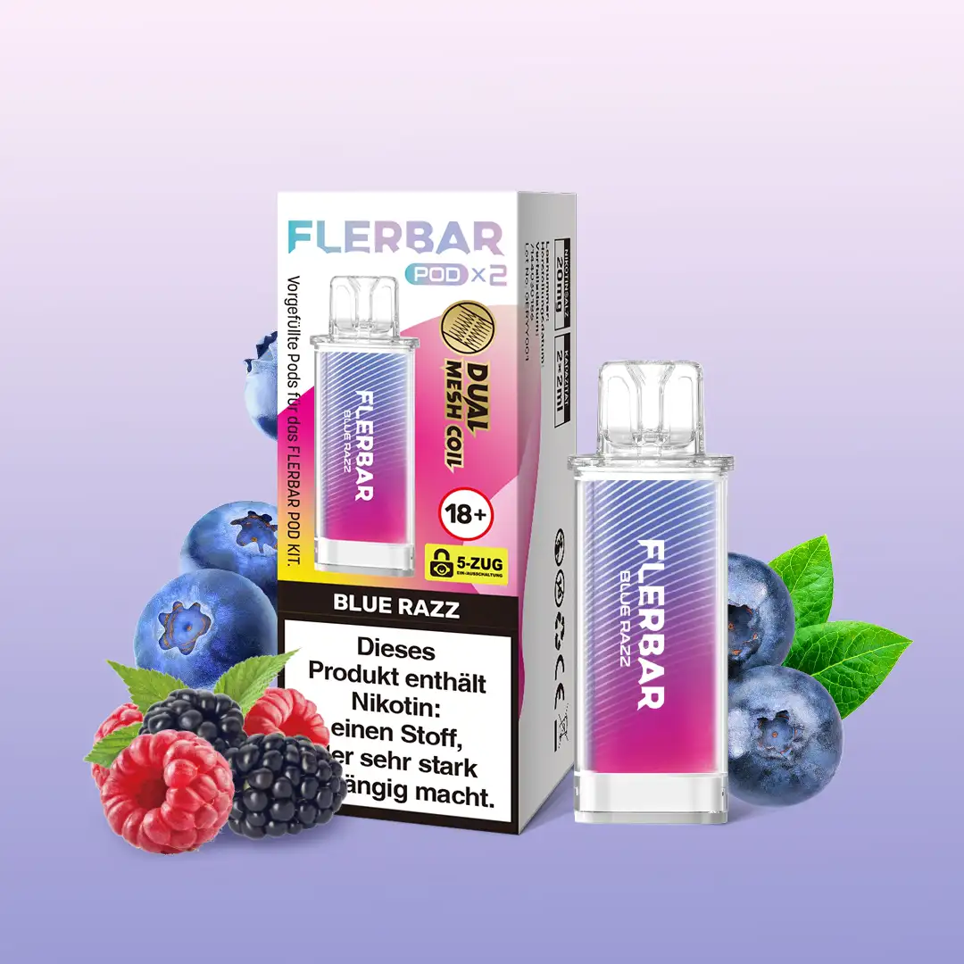 Flerbar Pod - Blue Razz 2er 20mg 3 Flerbar Pod - Blue Razz 2er 20mg